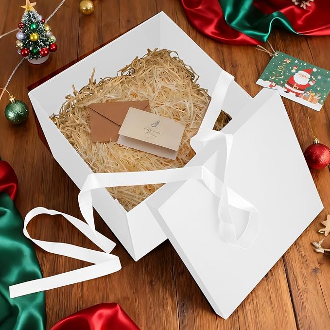 Donyang Gift Box, 12x12x10 inches Large White Gift Boxes for Presents with Lids, Birthday Box, Groomsman Proposal Box, for Wedding, Valentine's Day, Mother's Day, Halloween, Christmas Gift Packging