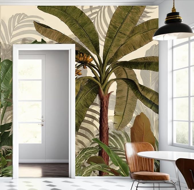 Wall Mural Peel and Stick Vintage Floral Mural- Thick Canvas Waterproof Wallpaper Art for Living Room Bedroom, Large Self-Adhesive Decor (Color-5, 118×82 inch)