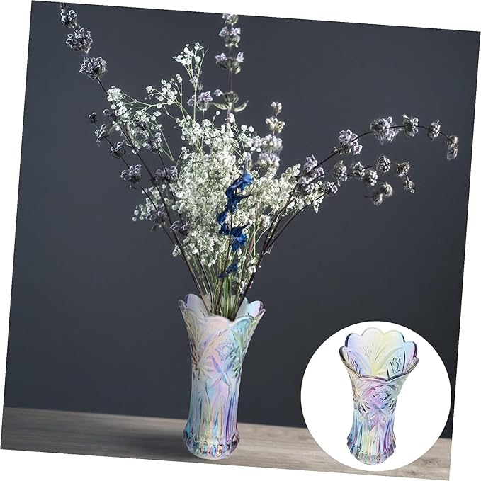Colorful Thickened Glass Flower Vase Rainbow Hydroponics Plant Container Decorative Home Office Living Table Arrangement Holder