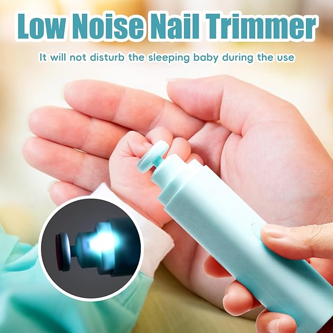 Baby Nail Trimmer Electric, Rechargeable Baby Nail Clippers, Baby Nail File Manicure Set with 6 Grinding Heads for Toddler, Newborn (Blue)