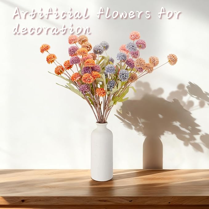 ZMTECH 12pcs Fake Flowers for Vase, Fall Bouquet Artificial Flowers for Home Decor, Silk Flowers with Stems for DIY Floral Arrangements Vase Fillers Home Decorations
