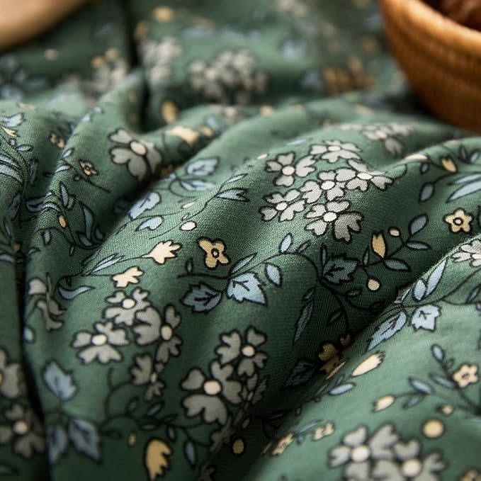 HighBuy Jersey Knit Cotton Duvet Cover King Green Floral 100% T-Shirt Cotton Comfy Bedding Sets Super Soft Garden Chic Comforter Cover King Size