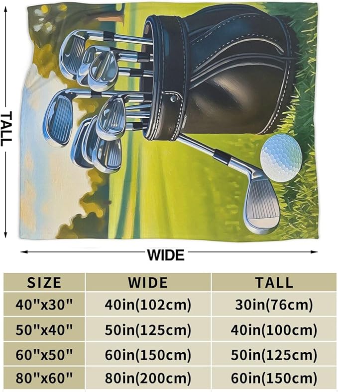 Golf Blanket for Boys Golfing Sport Throw Blanket Soft Cozy Fleece Fuzzy Stuffed Plush Flannel Gifts for Girls Women Kids Adults 50''x60''