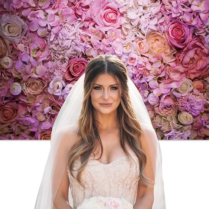 10x7ft Vinyl XMJJKUF Pink Floral Backdrop Flower Colorful Wedding Ceremony Girls Bridal Shower Background Birthday Party Decortaions Banner Portrait Photo Shoot Props