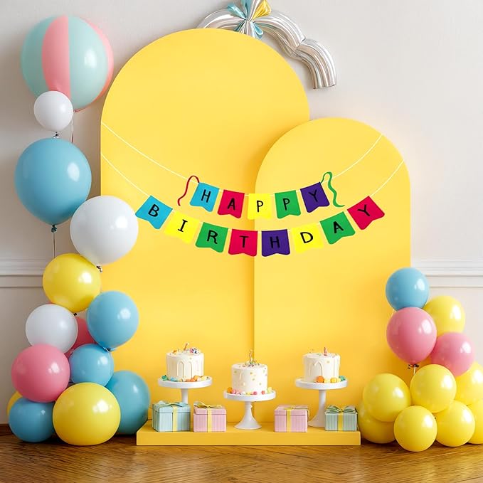 Yellow Arch Backdrop Covers - 6.6FT, 5FT Spandex Fitted Wedding Arch Stand Covers Round Top Chiara Stretchy Arch Backdrop Cover for Wedding Birthday Party Decoration