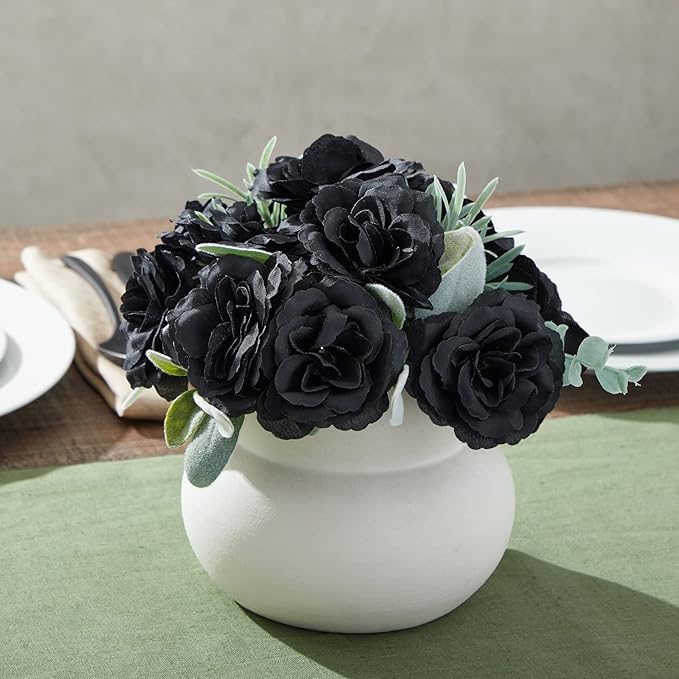 Bright Creations Black Artificial Roses Bulk - 3-Inch Stemless Foam Roses 50 Pack for Crafts & Home Decor