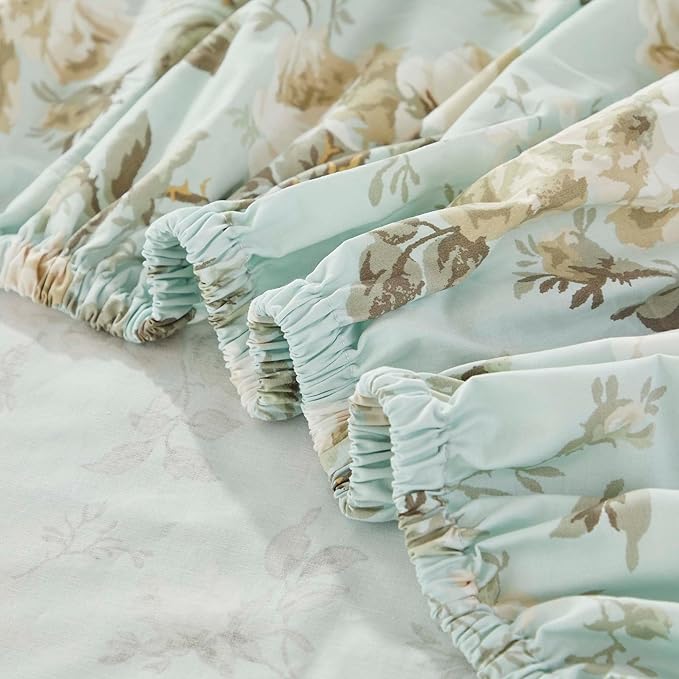 Brandream French Country Sheet Set Twin Size Garden Toile Floral Print Bed Sheet Set 800 Thread Count 100% Egyptian Cotton Deep Pocket Tapestry Pattern Chinoiserie Peony Blossom Tree, 4Piece