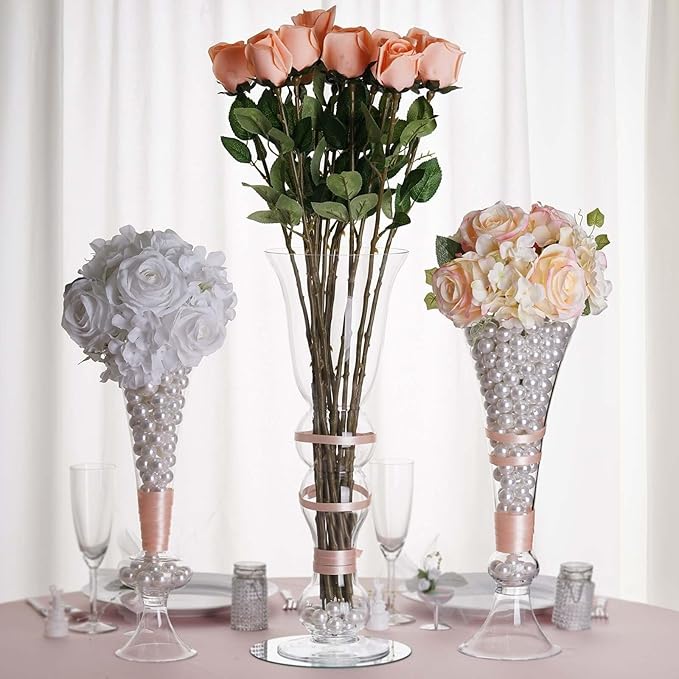 Efavormart Pack of 4-15" Reversible Crystal Ball Trumpet Glass Vase