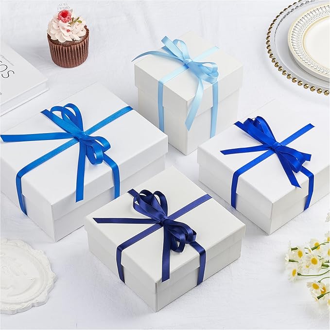3/8 Inch Blue Satin Ribbon, 4 Rolls Total 40 Yards, Double Faced Mixed Blue Thin Ribbon for Gift Wrapping, Flower Bouquets, Crafts, Wedding, Christmas Decorations