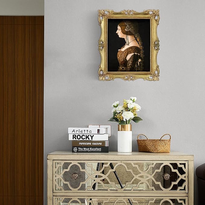 SIMON'S SHOP 8x10 Picture Frame for Wall and Tabletop, Vintage Gold Picture Frames 8x10 with Glass Cover Display Vertical or Horizontal, Antique Style Photo Frames