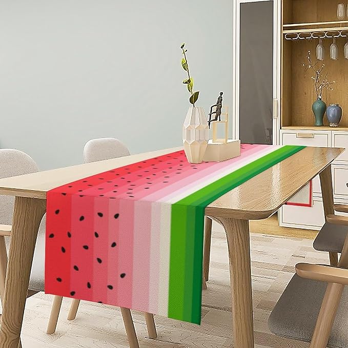 Watermelon Table Runner,Summer Fruit Tropical Birthday Party Decorations Dining Room Home Kitchen Table Decor 13 x 108In