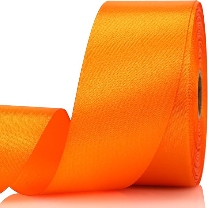 1-1/2 Inch 30 Yards Orange Solid Satin Ribbon for Gift Wrapping,Craft Floral Bouquets,Wedding Party,Timeless Flower,Decoration Floral Hair,Balloons