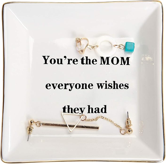 HOME SMILE Ceramic Ring Dish Jewelry Tray for Mom Sister Friends