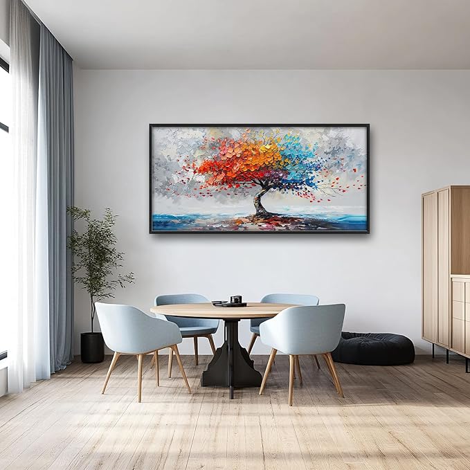 Colorful Tree Wall Art Abstract Rainbow Tree of Life Pictures Wall Decor Large Modern Vibrant Canvas Prints Framed Artwork Home Decorations for Bedroom Living Room Dining Room Office Hotel 60"x30"