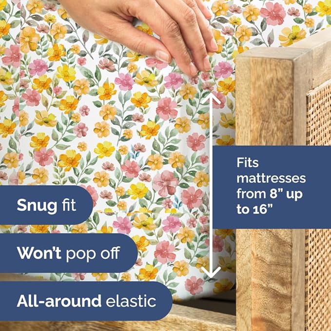 Floral Sheets - Watercolor Floral Bed Sheet Set - 1 Flat, 1 Fitted & 1 Pillowcase w/ Deep Pockets - Comfy, Wrinkle & Fade Free Boho Botanical Bedding - Ultra-Soft, Breathable & Cooling - Twin Size New