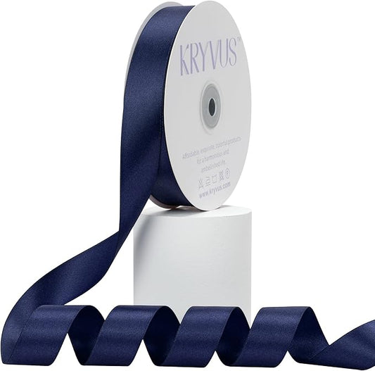 Navy Blue Satin Ribbon, Double Faced 1 Inch X 50 Yards Navy Blue Ribbon, Premium Satin Ribbon for Gift Wrapping, Crafts, Hair Bow Making, Sewing, Flower Bouquet, Wedding Party Decor