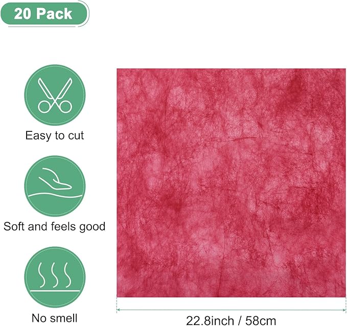 M METERXITY 20-Sheet Korean Cotton Wrapping Flower Paper, Waterproof Floral Wrapping Cotton Paper for Bouquets/Gift Packaging [Red]
