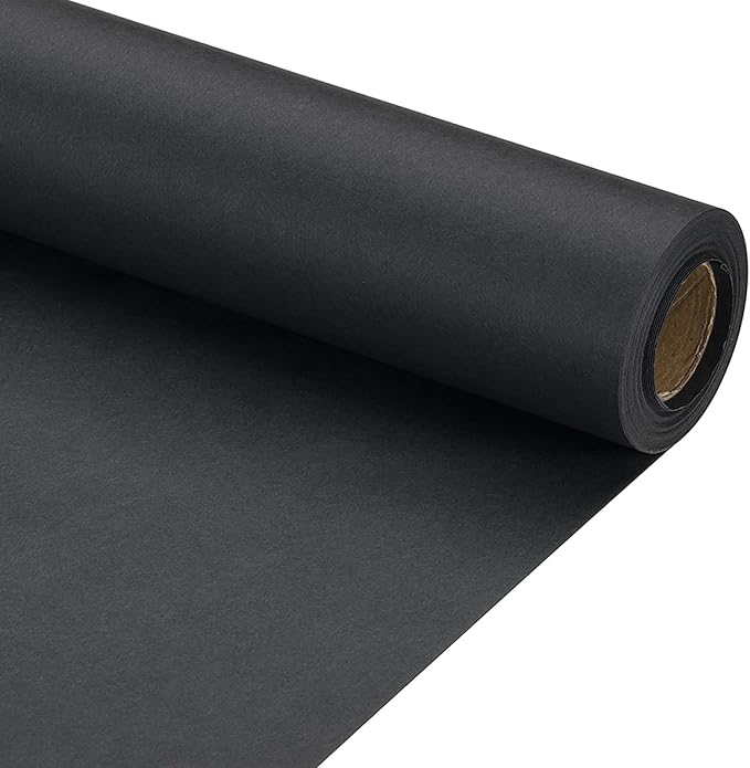PATIKIL Wrapping Paper, 15" x 394"(33') 70 GSM Craft Paper Roll Kraft Packing Paper for Poster Bulletin Board, Gift Wrapping, Black