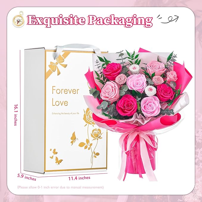Flowers for Delivery Prime Forever Flowers Preserved Roses Bouquets Purple Flower Birthday Gifts for Women Valentine's Day Mothers Day Graduation