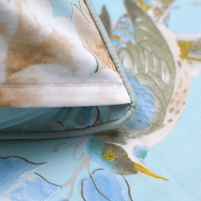 FADFAY Floral Bedding Shabby Blue Bird Print Bed Sheet Set Luxury Bedding Collections 800 Thread Count 100% Egyptian Cotton Deep Pocket, 4 Piece-Twin Size