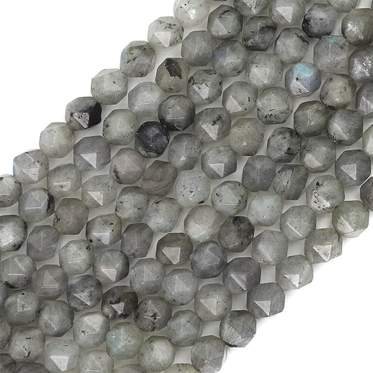Faceted Natural Spectrolite Stone Round Beads 8mm 36cm/Strand for Jewelry Making