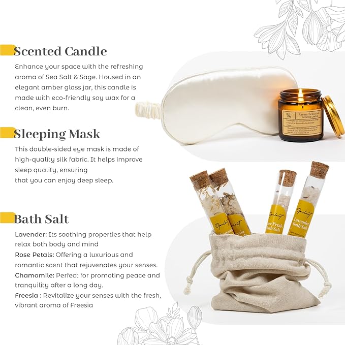 Luxury Self Care Gifts for Women, Get Well Soon Gift Basket, Care Package for Women with Cozy Blanket, 40oz Tumbler, Candle, Bath Salts, Spa Gift Box and Birthday Hug in a Box for Her, Sea Salt