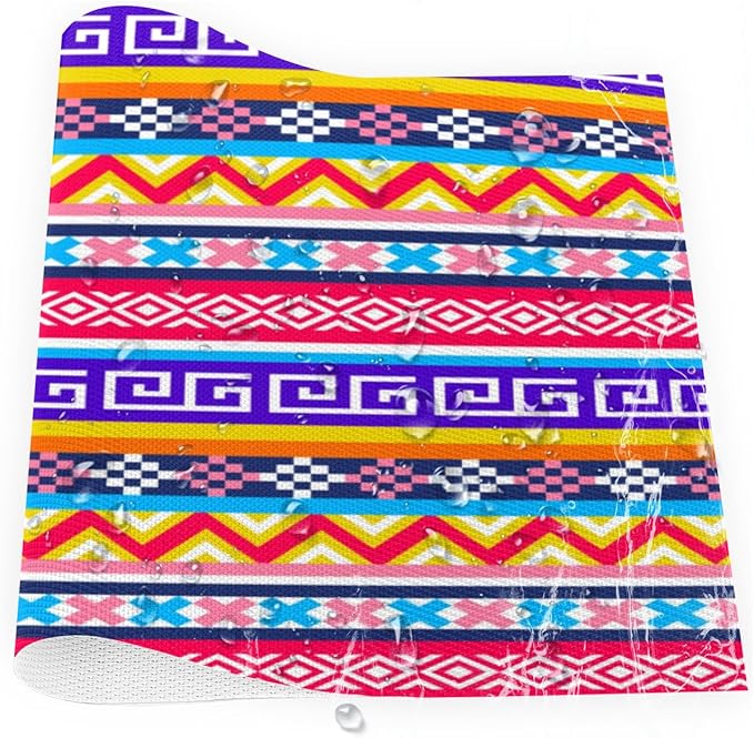 Aztec Rainbow Western Placemats Set of 1 PVC Vinyl Non Slip Table Mats Waterproof Heat Resistant Place Mats Washable Wipeable Dining Table Mat for Kitchen Party Indoor Outdoor Decorative