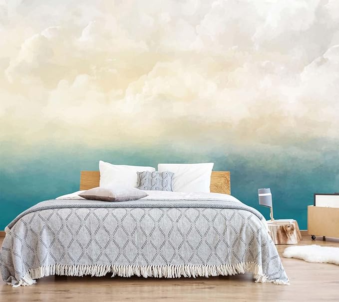 Abstract Wallpaper Ocean Landscape Sky Clouds and Stormy Sea Wall Mural for Bedroom Living Room(Not Self-Adhesive)