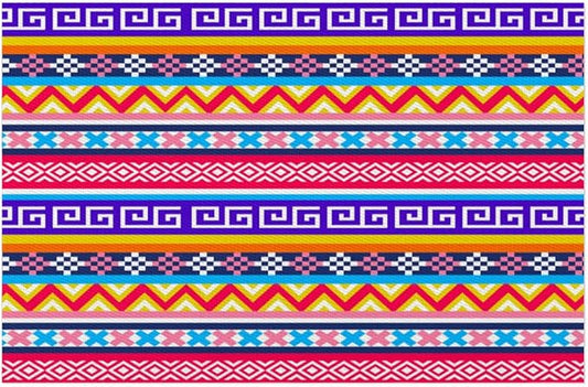 Aztec Rainbow Western Placemats Set of 4 PVC Vinyl Non Slip Table Mats Waterproof Heat Resistant Place Mats Washable Wipeable Dining Table Mat for Kitchen Party Indoor Outdoor Decorative
