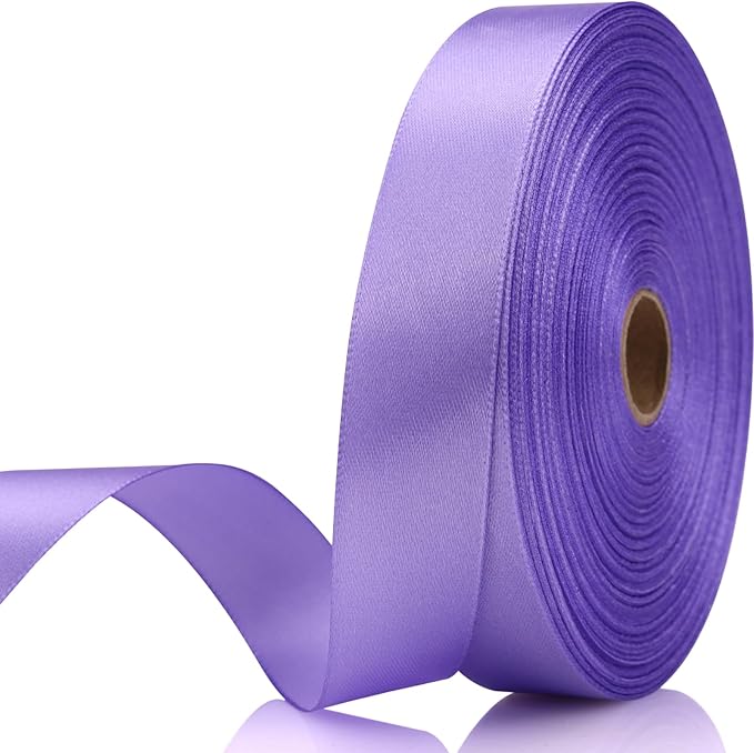 7/8 Inch 60 Yards Light Purple Satin Craft Ribbon-Single Face Polyester Ribbon for Handmade Roses,Gift Wrapping,Timeless Flower,Bouquets,Wedding and Party Decoration