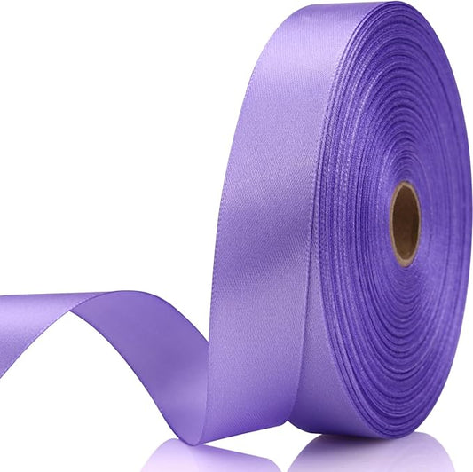 7/8 Inch 60 Yards Light Purple Satin Craft Ribbon-Single Face Polyester Ribbon for Handmade Roses,Gift Wrapping,Timeless Flower,Bouquets,Wedding and Party Decoration