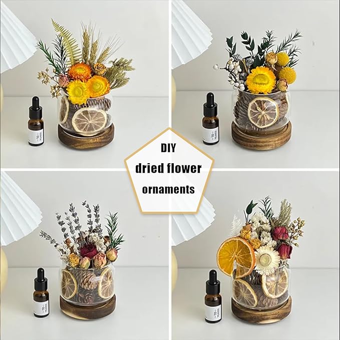 DIY Dried Flower Aromatherapy Kit with Natural Plant Essential Oils, Naturally Dried Flowers and Herbs Ornaments for DIY Flower Craft, Vintage Holiday Decor, Christmas (#A)