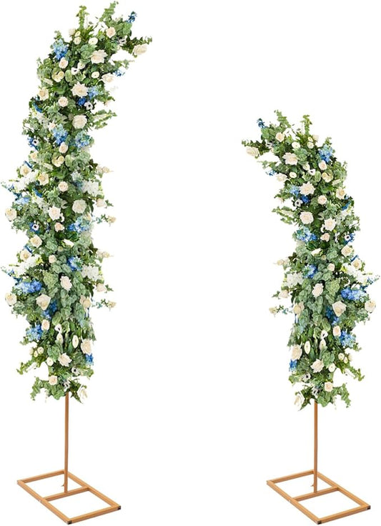 Metal Arch Backdrop Stand, 2 set Gold Metal Curved Top Wedding Arch Frames, Flower Arch Door Floral Decorations for Wedding Birthday Party Anniversary Ceremony