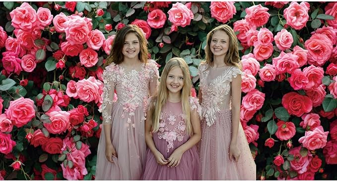 9x6ft Art Studio Flower Photo Background Pink Rose Photography Backdrop for Pictures Newborn Bridal Shower Birthday Party Banner Decor Photo Studio Props