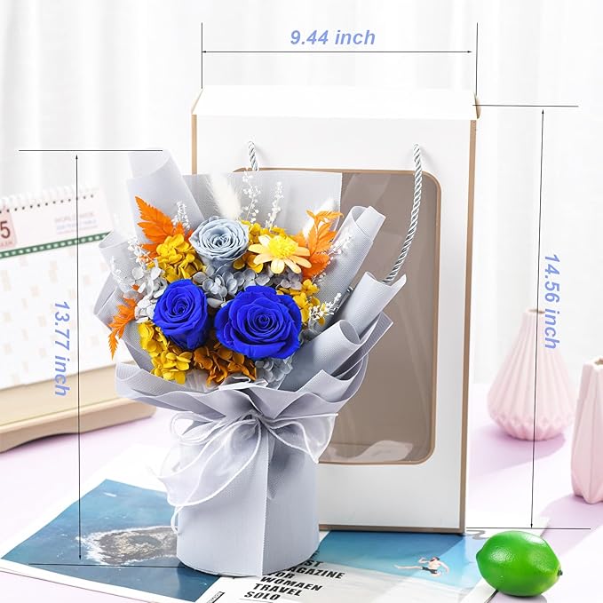 lovenfold Flowers for Delivery Prime,Preserved Flowers Bouquets,Blue Rose Bouquets That Last 1-3 Years,Birthday Flowers Gifts for Women Mom Grandma Wife Friends