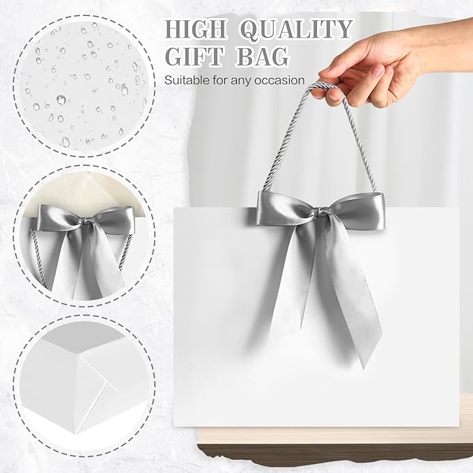 JMANNI Gift Bag, 1PCS Gift Bags Large with Ribbon and 1 Greeting Cards 2 Tissue Paper, Portable Paper Gift Bag with Handles, Birthday Gift Bags,Present Bags for Wedding Party Mothers Day