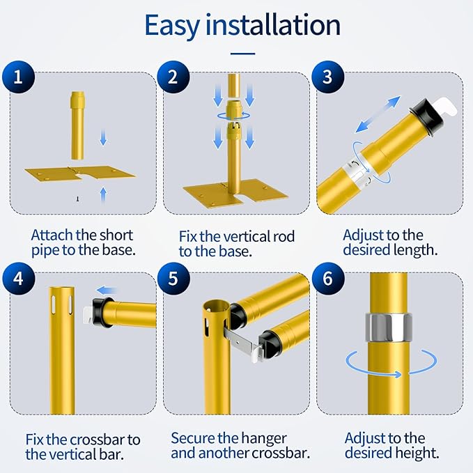 10x10ft Pipe and Drape Backdrop Stand, Double Crossbar, Heavy Duty Adjustable Background Frame with Metal Base for Parties Photography Wedding Photoshoot Decoration - Gold