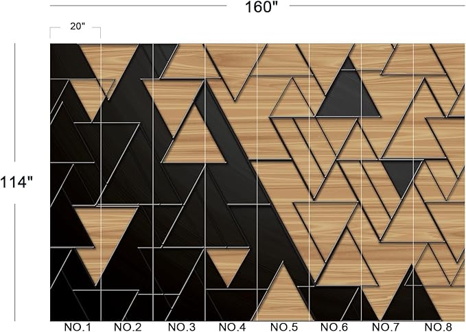 Cliouar-Geometric Illustration Dark Gray and Gold Triangles with Embossed Lines Peel and Stick 160" x 114"