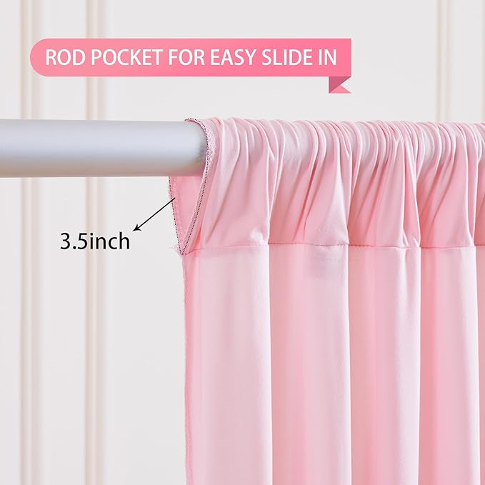 Pink Backdrop Curtains-Wrinkle-Free Polyester Photography Drapes Party Curtain Background for Baby Shower Wedding Decorations- 8 X10FT (Pink)
