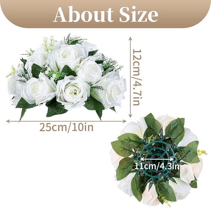 Sziqiqi Pack of 2 Fake Flowers, Silk Rose Flowers, Suit for Wedding/Party Centerpiece Road Lead Flower Rack Decorations, 2 Pieces