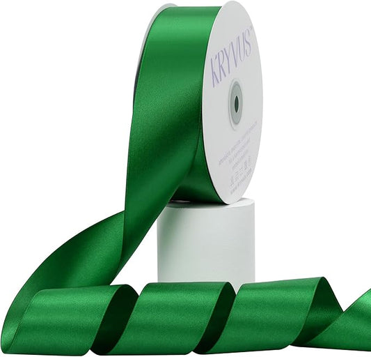 Green Satin Ribbon, Double Faced 2 Inch X 50 Yards Green Ribbon, Premium Satin Ribbon for Gift Wrapping, Crafts, Hair Bow Making, Sewing, Flower Bouquet, Wedding Party Decor