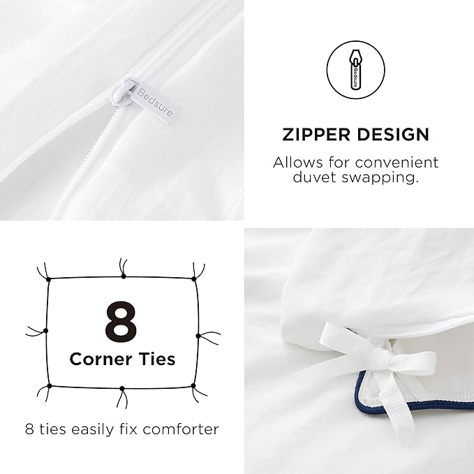 Bedsure Duvet Cover King Size with Fitted Sheet - 4 Pieces Prewashed Cotton-Like Extra Soft Bedding Set, Includes 1 Duvet Cover 104x90 Inches with Zipper Closure, 2 Pillow Shams, 1 Fitted Sheet, White