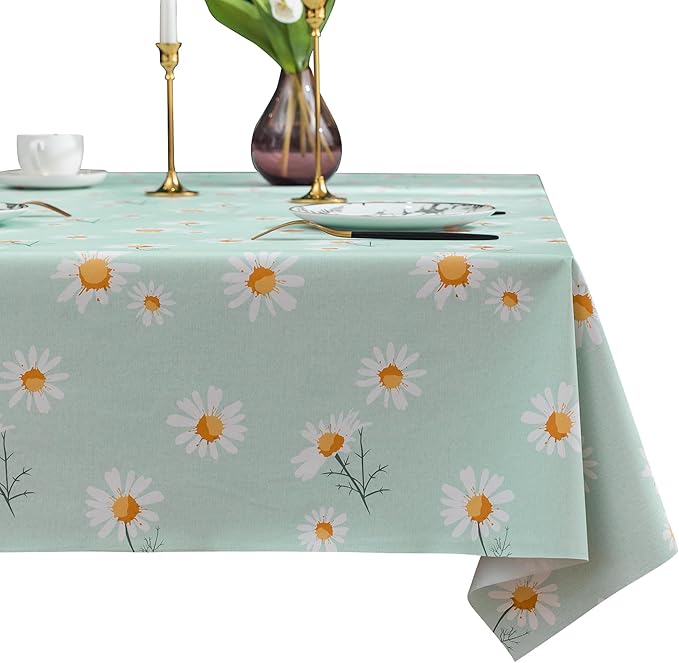 Rectangle Table Cloth,100% Waterproof Tablecloth OilProof SpillProof Vinyl Table Cloth, Wipe Clean Plastic Table Cover for Dining, Camping, Indoor and Outdoor 54" x 102",Mum Bloom