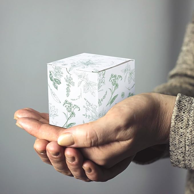 TecUnite 50 Pcs 3x3x3'' Green Floral Paper Gift Candy Boxes Chinoiserie Flower Paper Gift Box Small Green White Hydrangea Party Packaging Bag for Wedding Birthday Cardstock Shower Party Supply Decor
