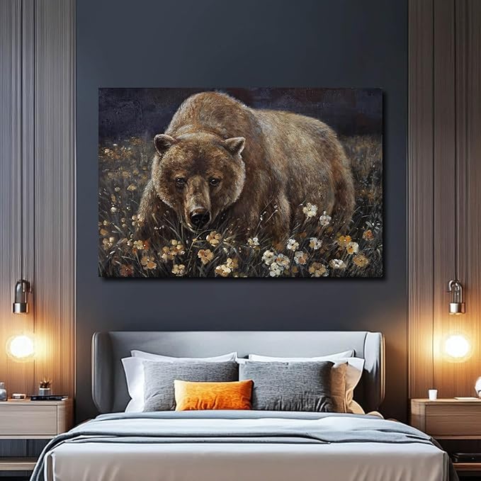 LEVERUP Animal Pictures Wall Printing Posters Flower Canvas Wall Art Spring Pictures Wall Decor for Living Room Bedroom Office Easy to Hang 24×36 Inches