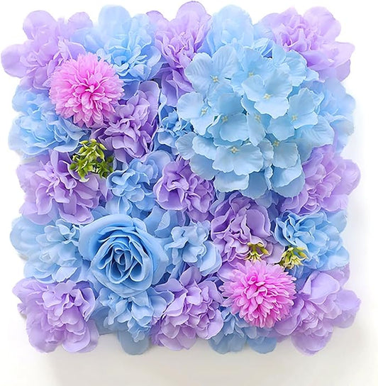 Flower Wall Backdrop, 12PCS 10.6"-15.7" Artificial Flower Wall Panel with Various Styles, 3D Floral Wall Decor for Wedding Photo Background Festive Party Home Decoration (G-C004, 10.6*10.6in)