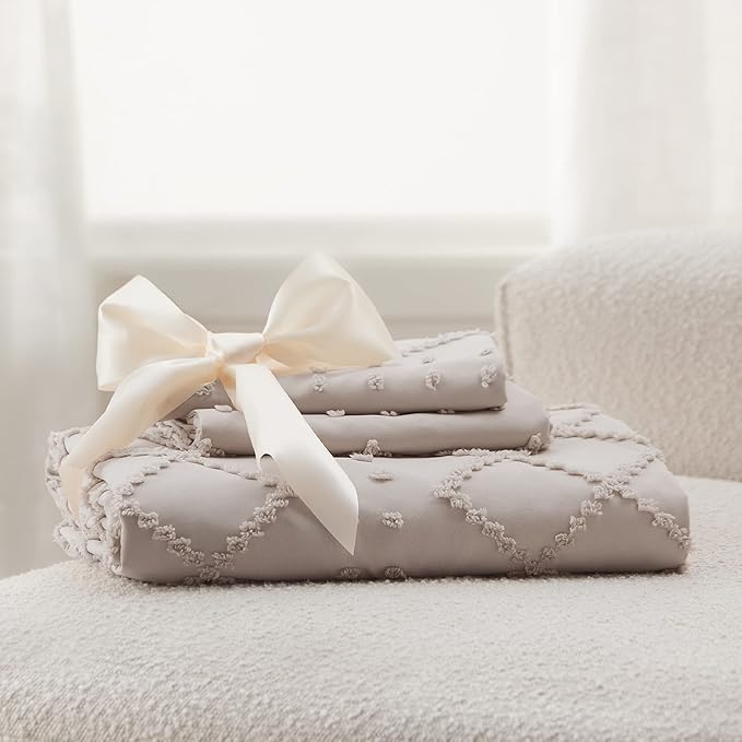 Bedsure Boho Duvet Cover Queen Size - Linen Breathable & Soft Boho Bedding, Machine Washable Comforter Cover for All Seasons, Includes 1 Duvet Cover 90"x90" with 2 Pillow Shams & Zipper Closure