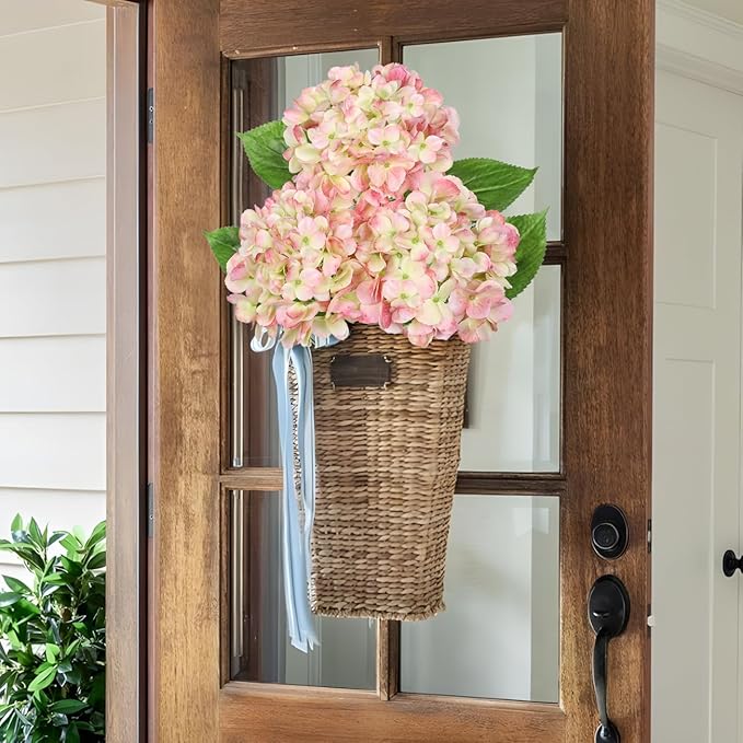 Oairse 3Pcs Pink Hydrangea Artificial Flowers 19.7 in Real Touch Faux Hydrangea Stems Silk Flowers with Stems Fake Pink Flowers Bouquet for Floral Arrangements Table Centerpieces Wedding Home Decor