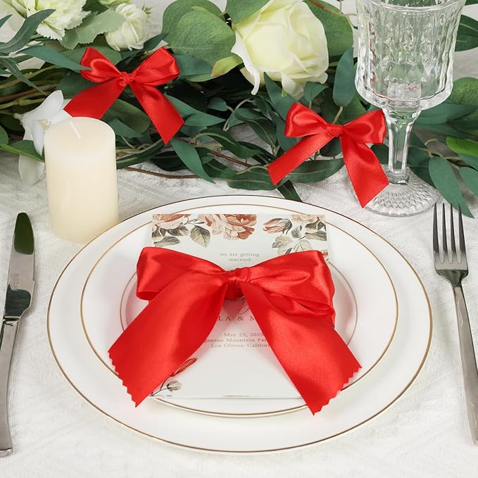 Red Ribbon 1-1/2 Inch, 60 Yards Christmas Red Satin Ribbon for Gift Wrapping, Fabric Ribbon for Flower Bouquet Crafts Wedding Christmas Valentine's Day