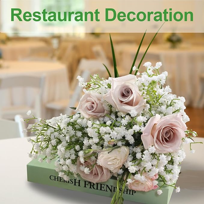 6 Pack Real Touch Artificial Baby's Breath Flowers - 21" Bendable Stems for Wedding Bouquets, Home Centerpieces & Outdoor Decor (Waterproof, Dustproof, White)